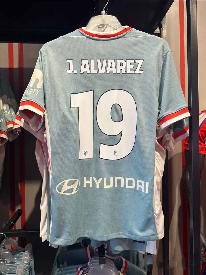 24-25 season Atletico Madrid away jersey Alvarez, Alexander Soros, Griezmann