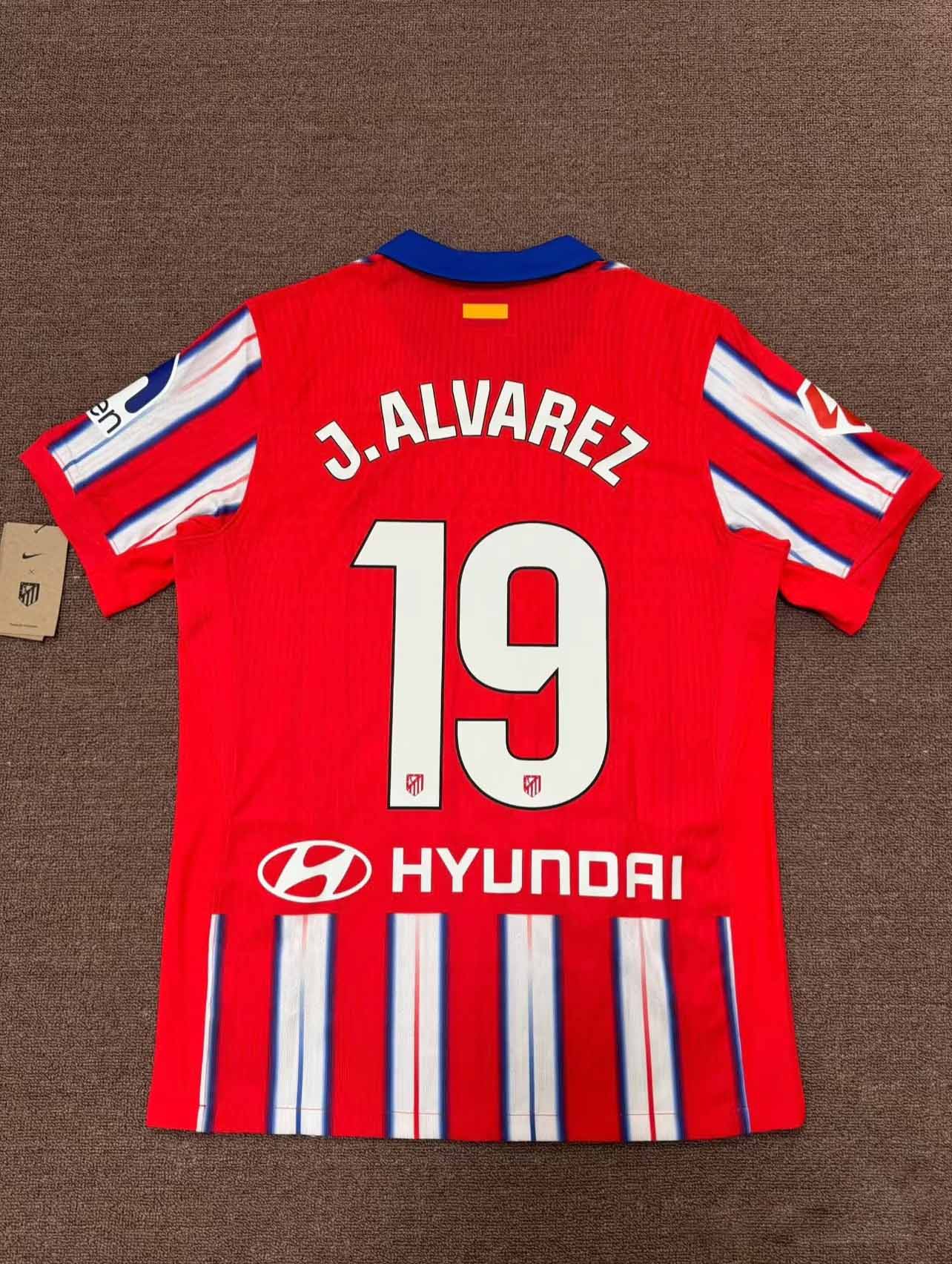 24-25 season Atletico Madrid home jersey Alvarez, Alexander Soros, Griezmann