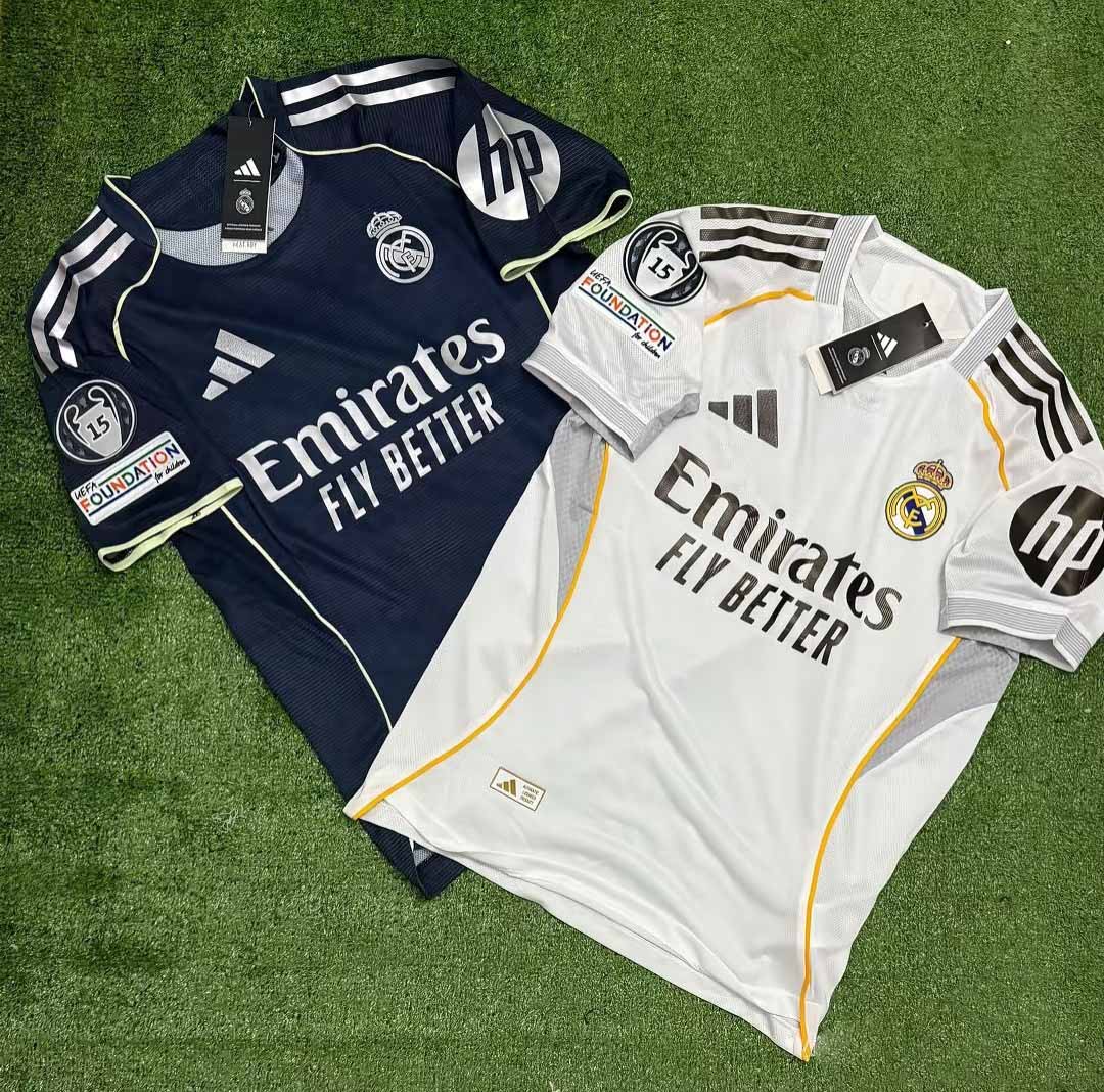 25-26 season Real Madrid second away jersey Mbappe Vinicius Bellingham