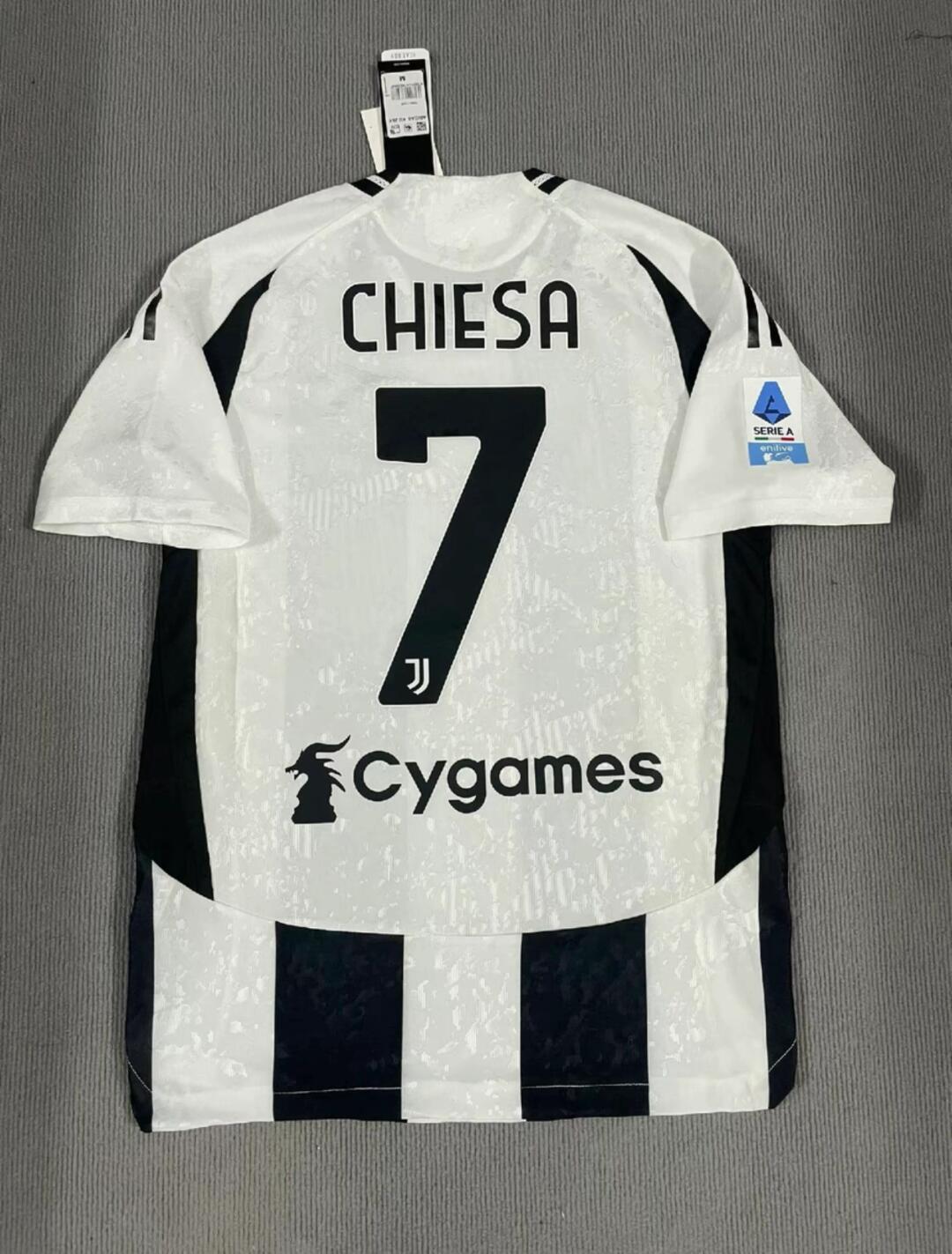 24-25 season Juventus home player jersey, Thuram, Vlahovic, Yildiz, Weah, Conceicao