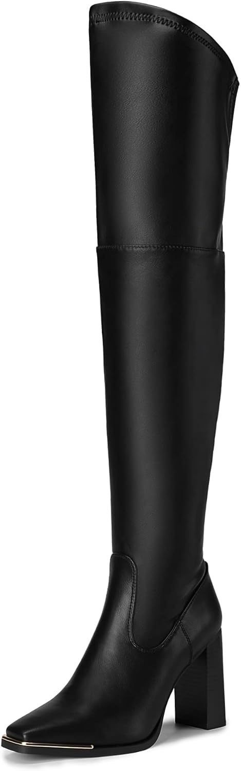 Women's Over The Knee Boots Thigh High Square Toe Chunky Block HIgh Heel Long Sexy Fall Boots
