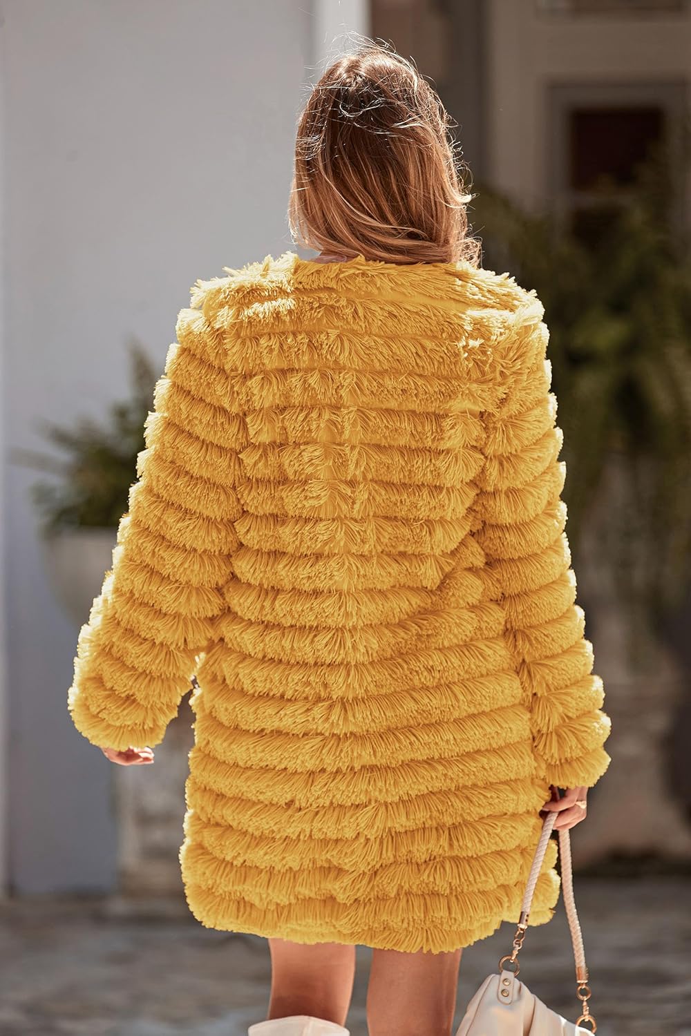 Women's 2024 Winter Faux Fur Jackets Fall Fashion Open Front Long Shaggy Coat Outerwear