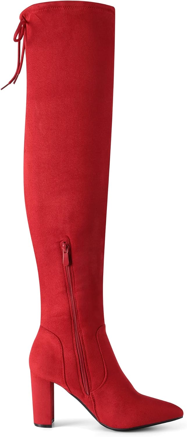 Women's Thigh High Over The Knee Fashion Boots Block Mid Heel Long Sexy Faux Fur Boots