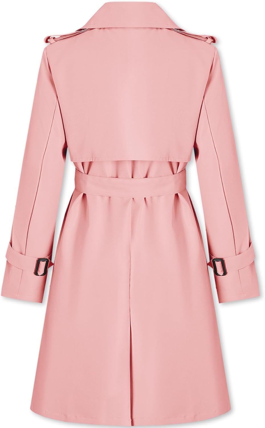 Women's Long Double-Breasted Trench Coat with Belt