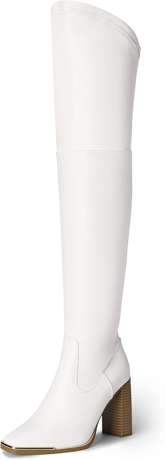 Women's Over The Knee Boots Thigh High Square Toe Chunky Block HIgh Heel Long Sexy Fall Boots