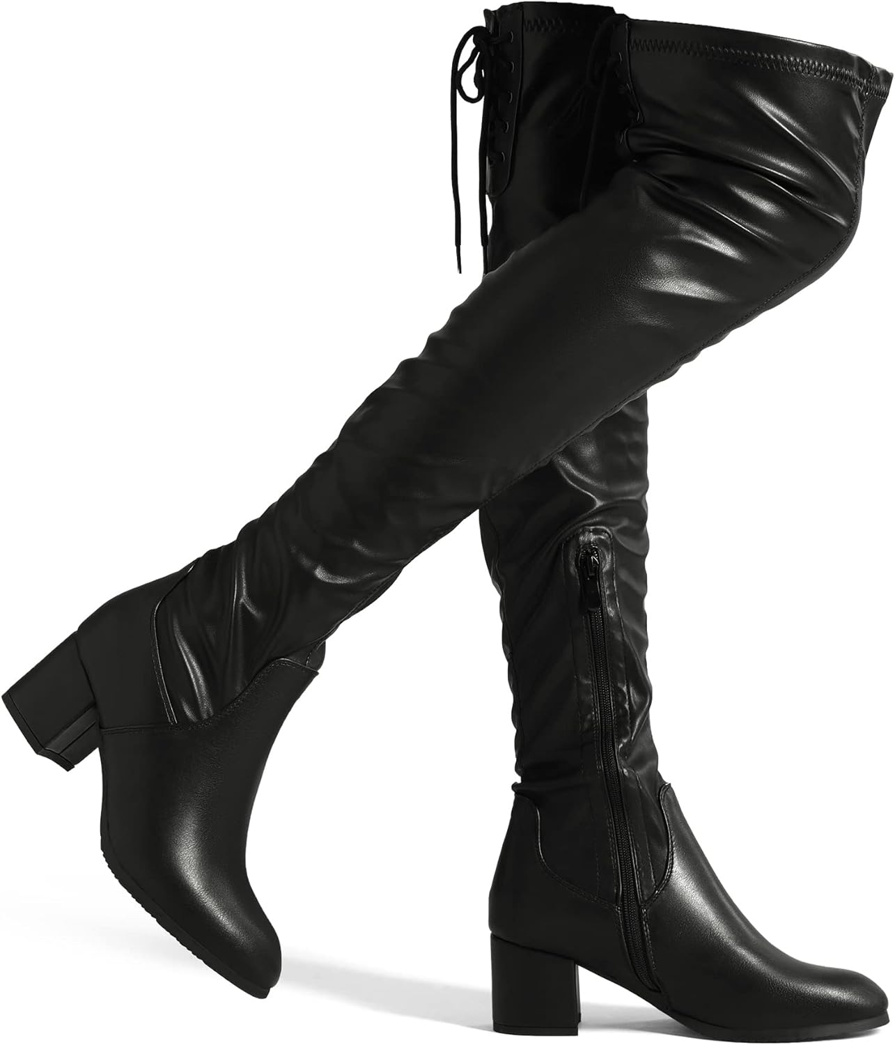 Women's Over The Knee Thigh High Chunky Heel Boots Long Stretch Sexy Fall Boots