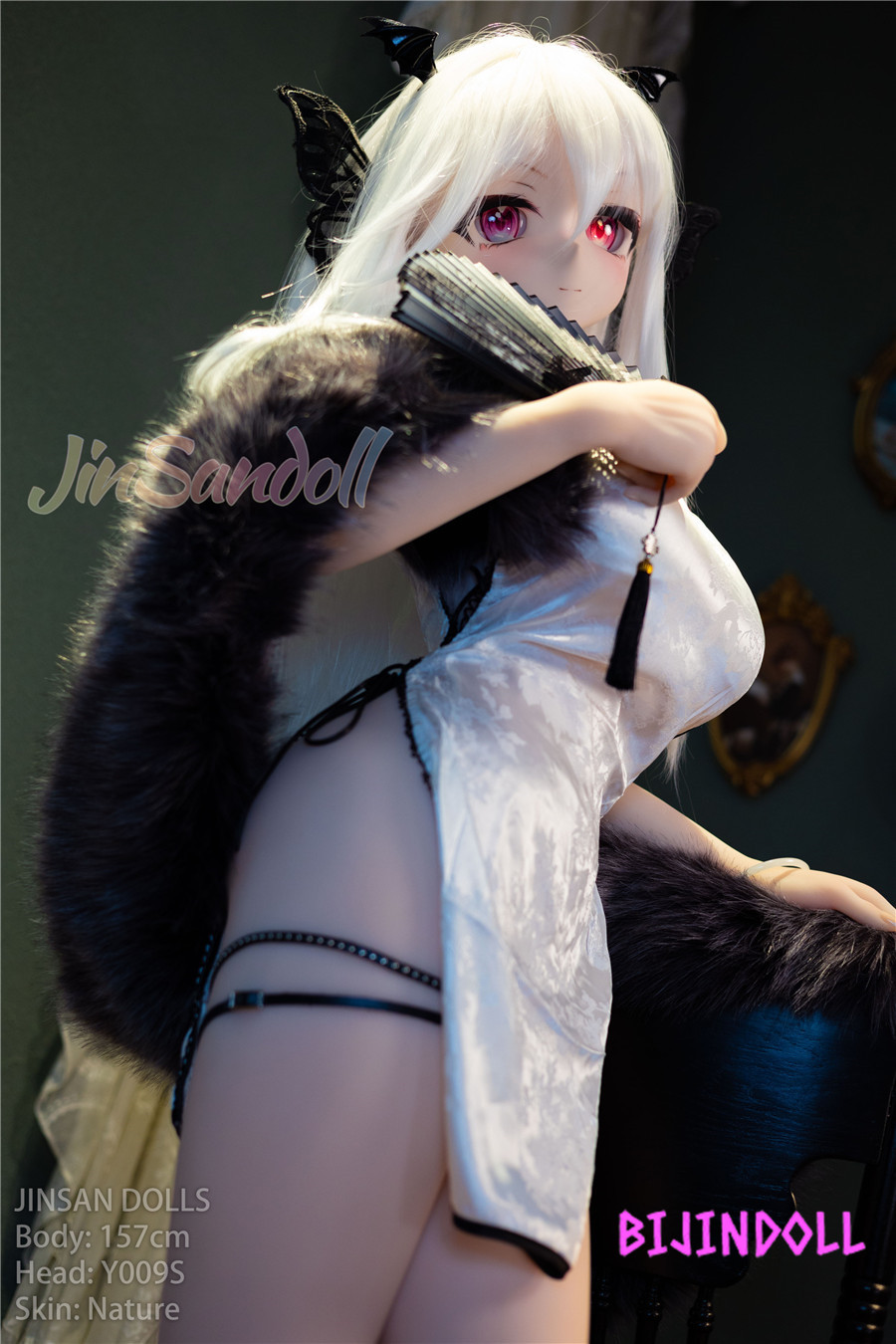 WMDoll#Y009S 157cm Cカップ PVCヘッド+TPEボディ チャイナドレスラブドール 魅惑セックスドール ロングヘアダッチワイフ