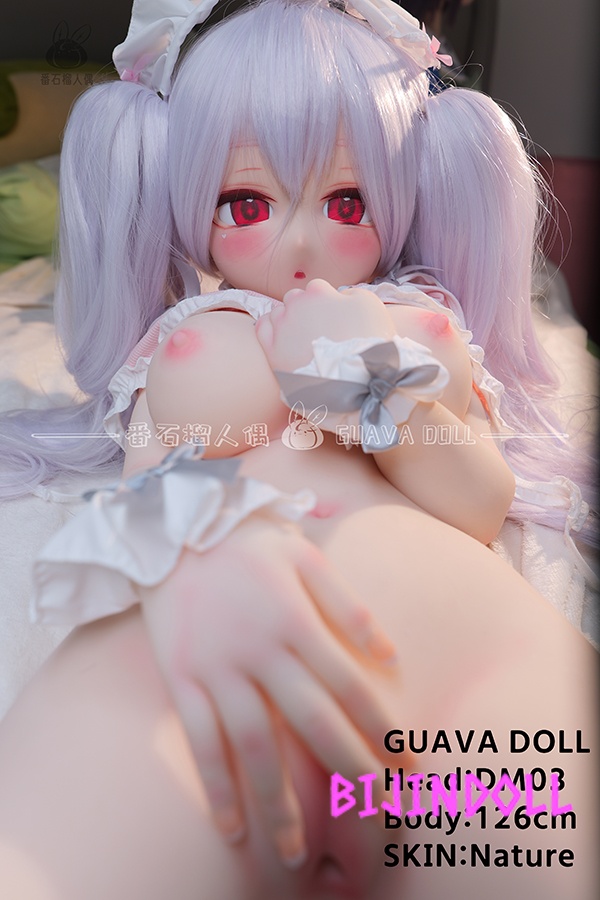 GUAVADOLL DM03 126cm Eカップ PVCヘッド 白髪エロ人形 双馬尾 赤い瞳セックスドール 可憐なメイド