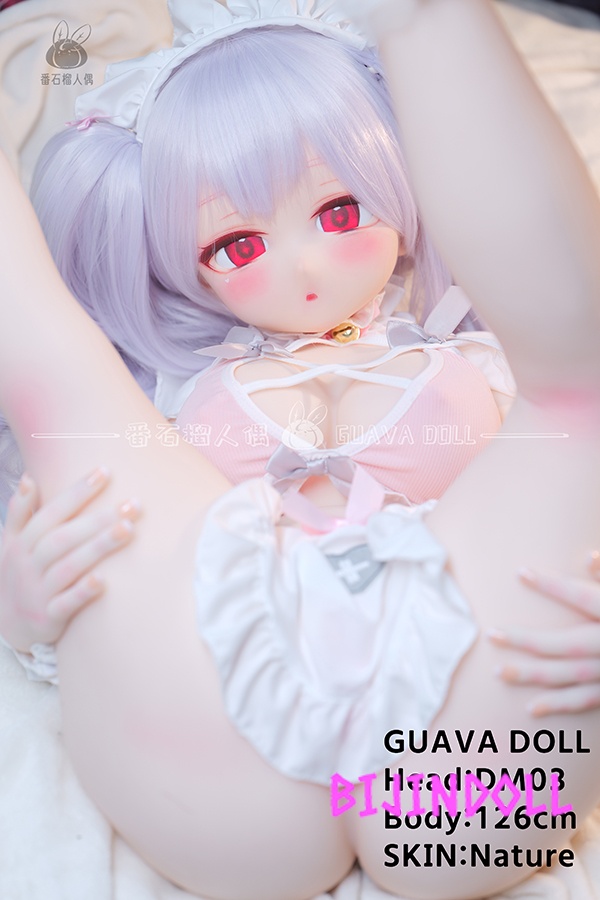GUAVADOLL DM03 126cm Eカップ PVCヘッド 白髪エロ人形 双馬尾 赤い瞳セックスドール 可憐なメイド