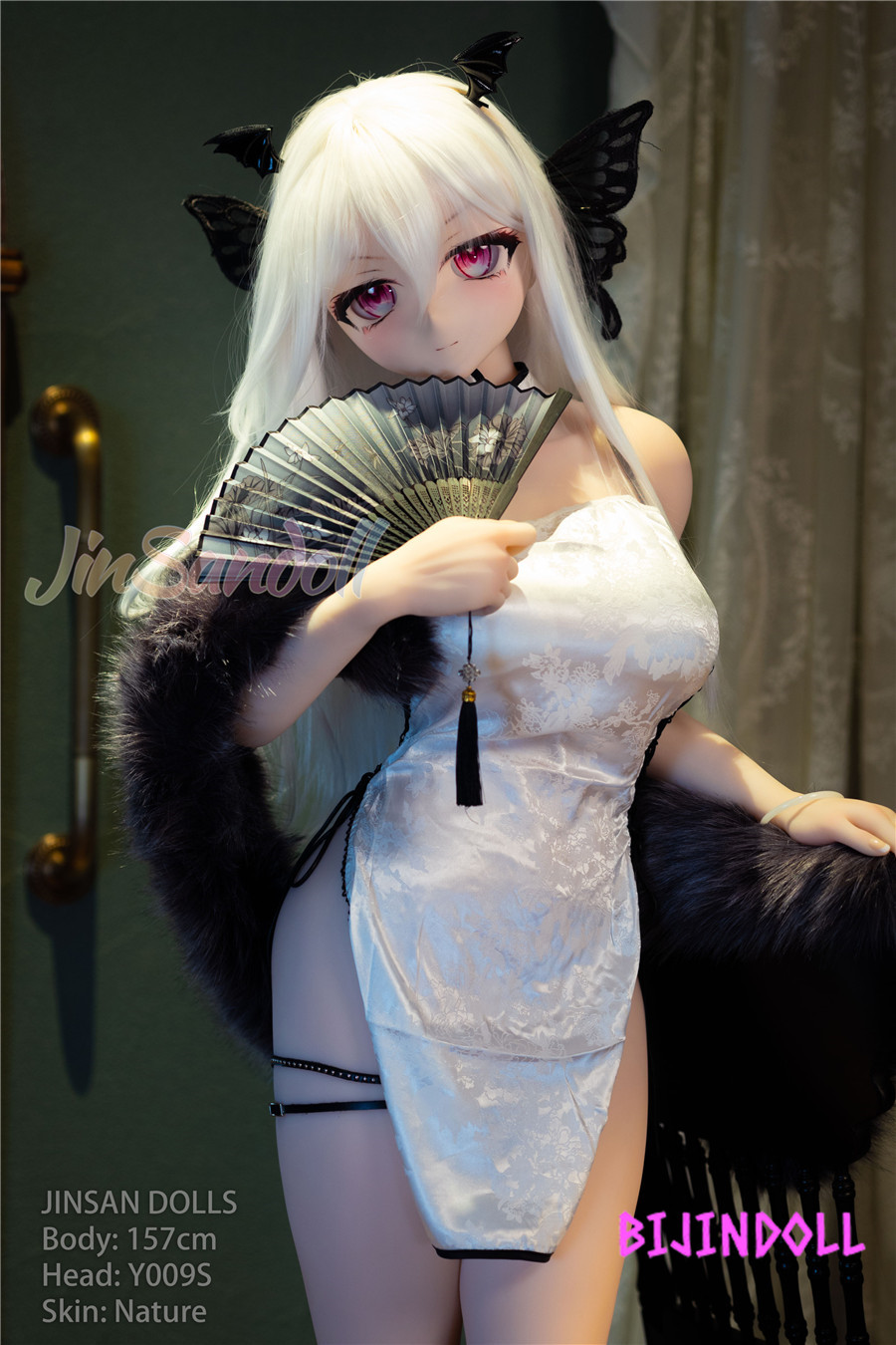 WMDoll#Y009S 157cm Cカップ PVCヘッド+TPEボディ チャイナドレスラブドール 魅惑セックスドール ロングヘアダッチワイフ