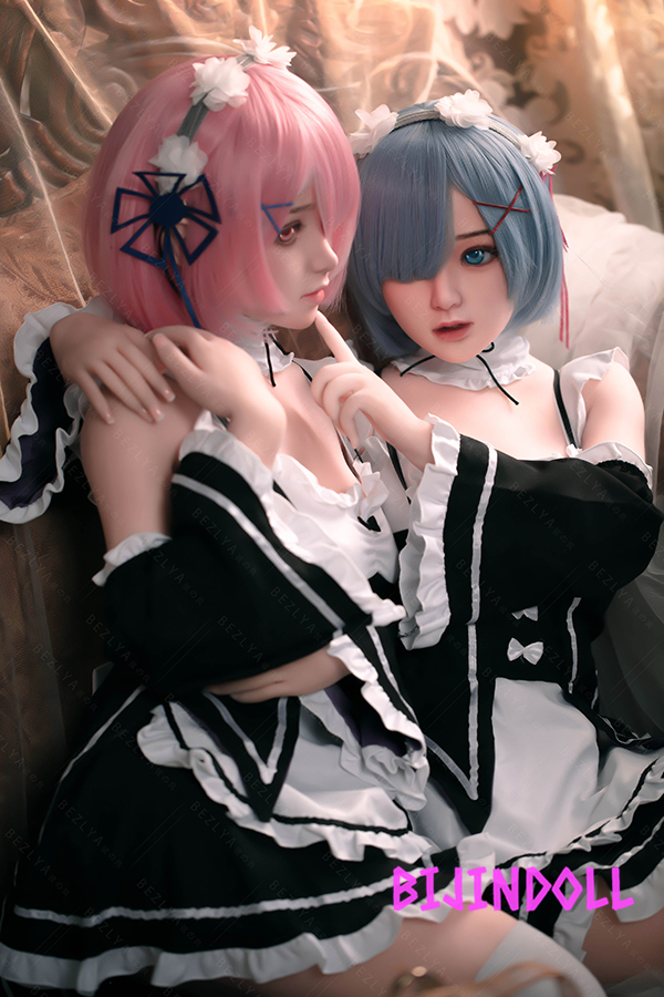 Bezlya Linglan 149cm C-cup Silicone Head Maid Sister Love Doll Rem Ram Cosplay Life Size Sex Doll Real Maid Beautiful Adult Dutch Wife
