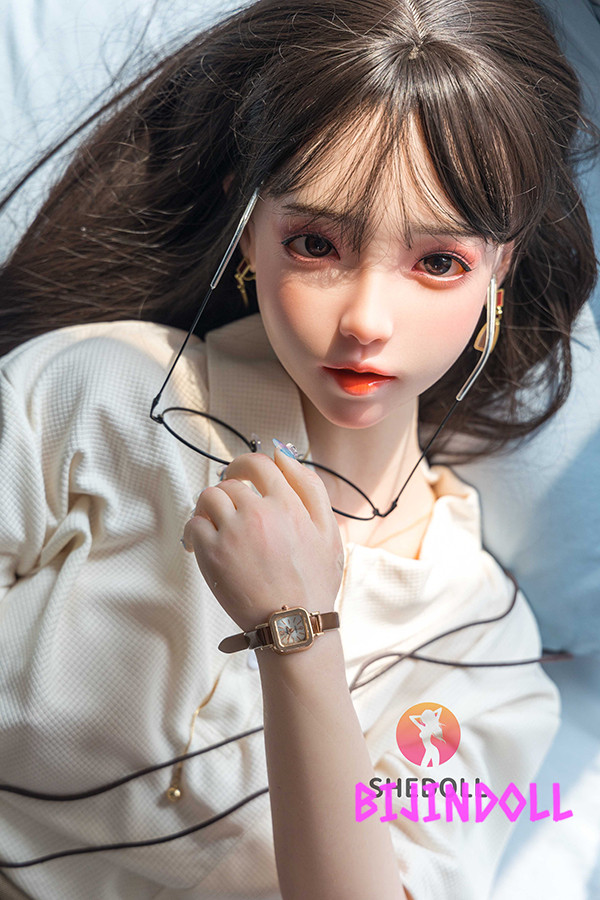 SHEDOLL 148cm D-cup Silicone Head Glasses Love Doll Cute Beautiful Back Life Size Doll Rial Adult Cute Dutch Wife