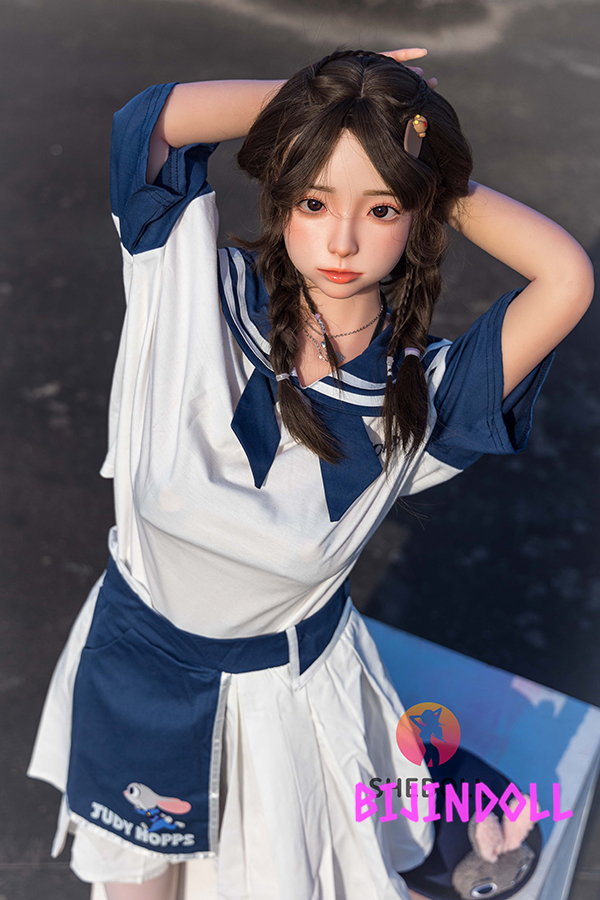 SHEDOLL 148cm D-cup Silicone Head Innocent Love Doll Short Back Sex Doll Erotic Adult Cuckold Dutch Wife