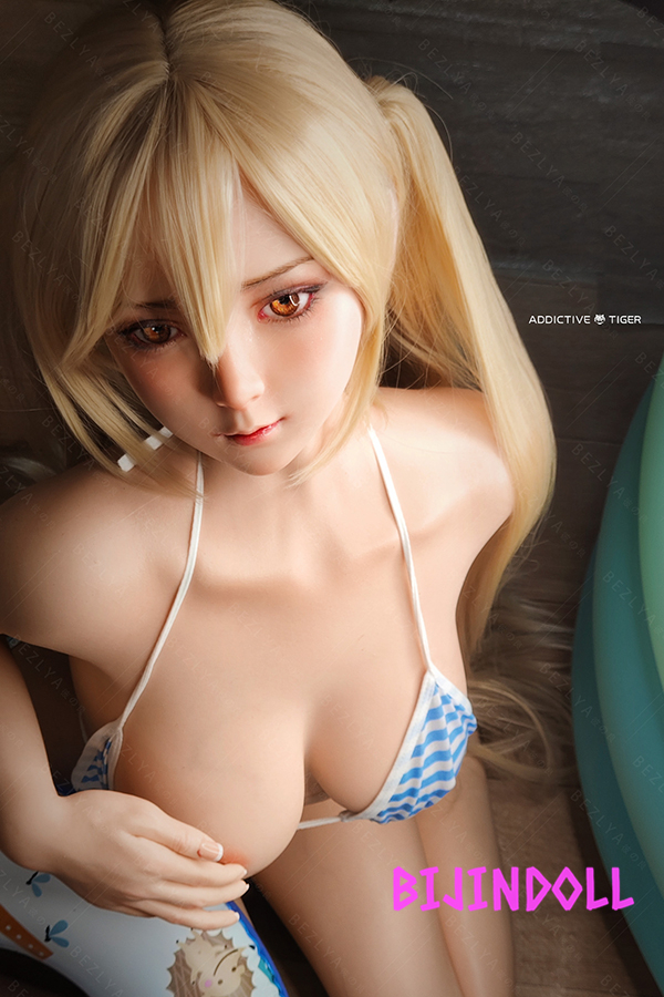 Bezlya 茉莉 149cm C-cup Silicone Blonde Twintail Real Sex Doll Gal Life-Size Doll Real Beautiful Sexy Dutch Wife