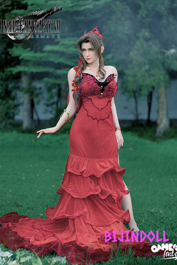 Aerith Red Dress Sex Dolls Fantasy VII 168cm E-cup gamelady No.04 silicone Life-size movable figure realistic cosplay doll