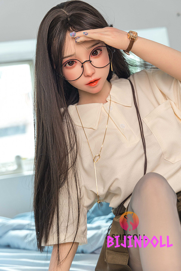 SHEDOLL 148cm D-cup Silicone Head Glasses Love Doll Cute Beautiful Back Life Size Doll Rial Adult Cute Dutch Wife