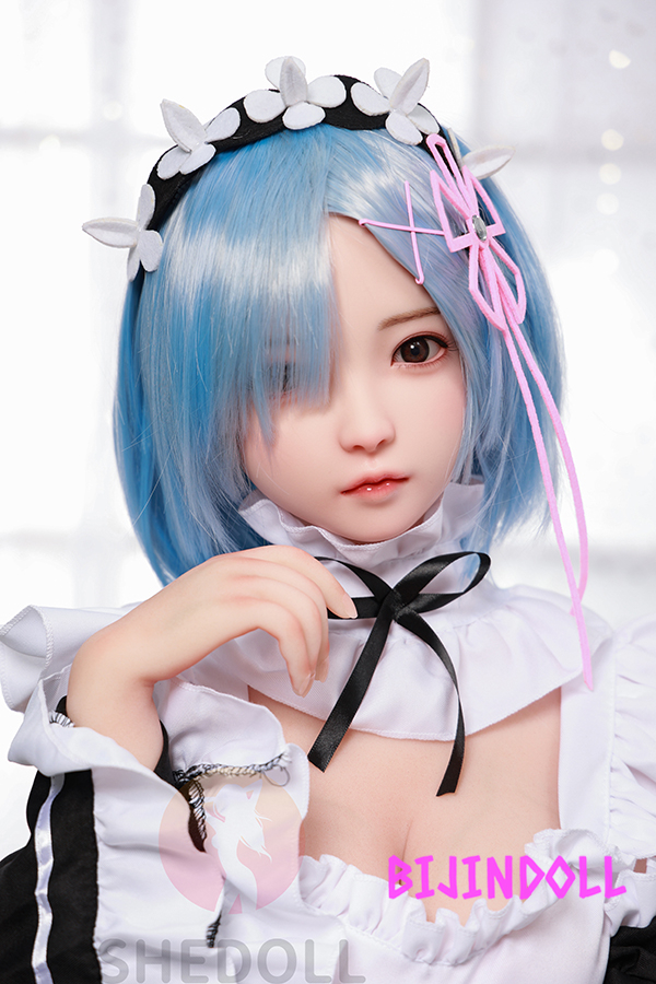 SHEDOLL 148cm D-cup Silicone Head Rem Cosplay Love Doll Realistic Face Maidroid TPE Body