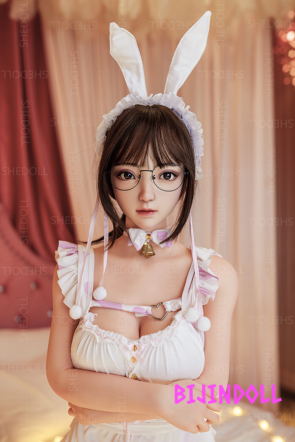 SHEDOLL 148cm D-cup Silicone Head Glasses Otaku Love Doll Sex Super Cute Beautiful Sex Doll TPE Material Body