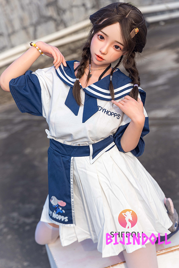 SHEDOLL 148cm D-cup Silicone Head Innocent Love Doll Short Back Sex Doll Erotic Adult Cuckold Dutch Wife