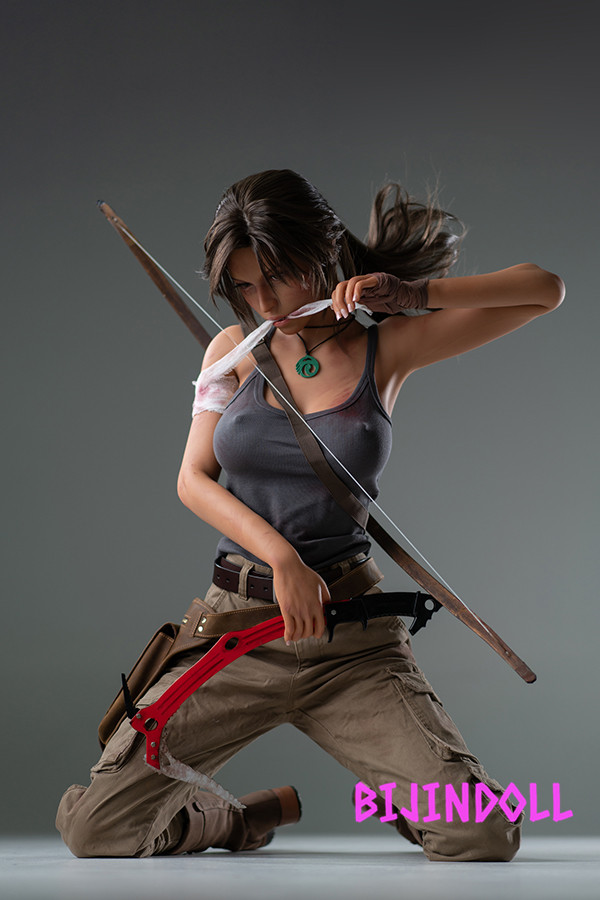 166cm E-cup gamelady head No.20 silicone Lara Croft love doll movable mouth SEX blowjob oral sex