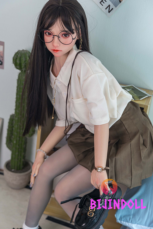 SHEDOLL 148cm D-cup Silicone Head Glasses Love Doll Cute Beautiful Back Life Size Doll Rial Adult Cute Dutch Wife