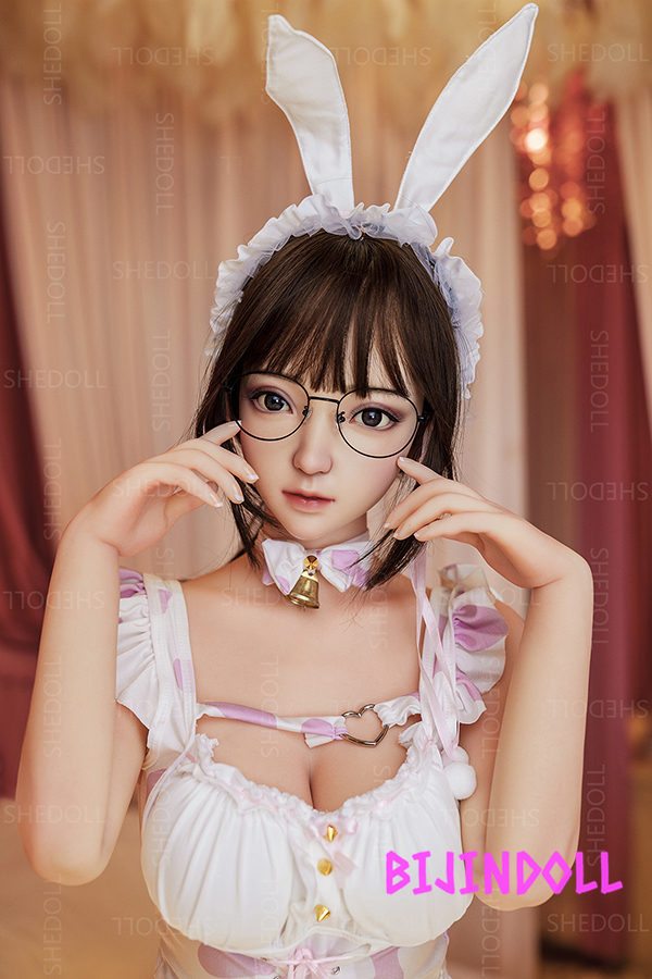 SHEDOLL 148cm D-cup Silicone Head Glasses Otaku Love Doll Sex Super Cute Beautiful Sex Doll TPE Material Body