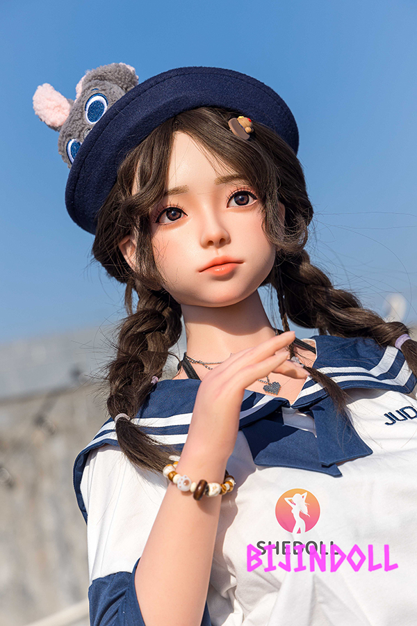 SHEDOLL 148cm D-cup Silicone Head Innocent Love Doll Short Back Sex Doll Erotic Adult Cuckold Dutch Wife