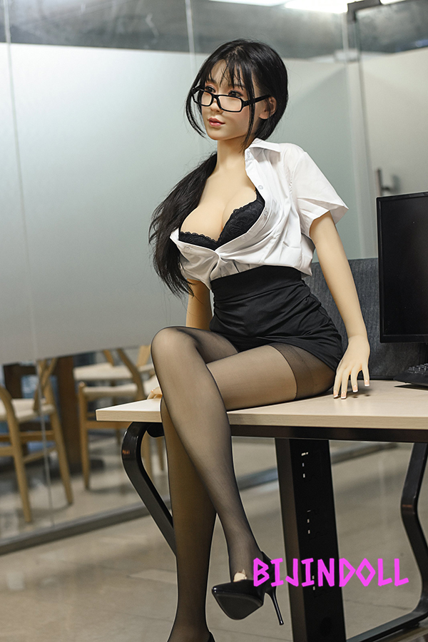 WAXDOLL#G09 165cm F-Cup Silicone Asian White Collar Sex Doll Office Sex Real Experience Doggy Entry
