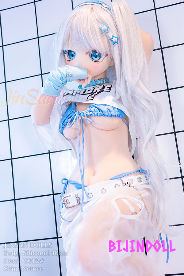 WMDoll#Y012 140cm C-cup PVC Head Anime Erotic Sex Doll White hair anime girl