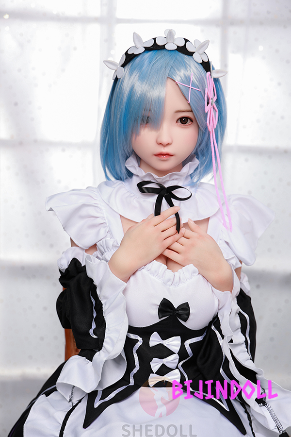SHEDOLL 148cm D-cup Silicone Head Rem Cosplay Love Doll Realistic Face Maidroid TPE Body