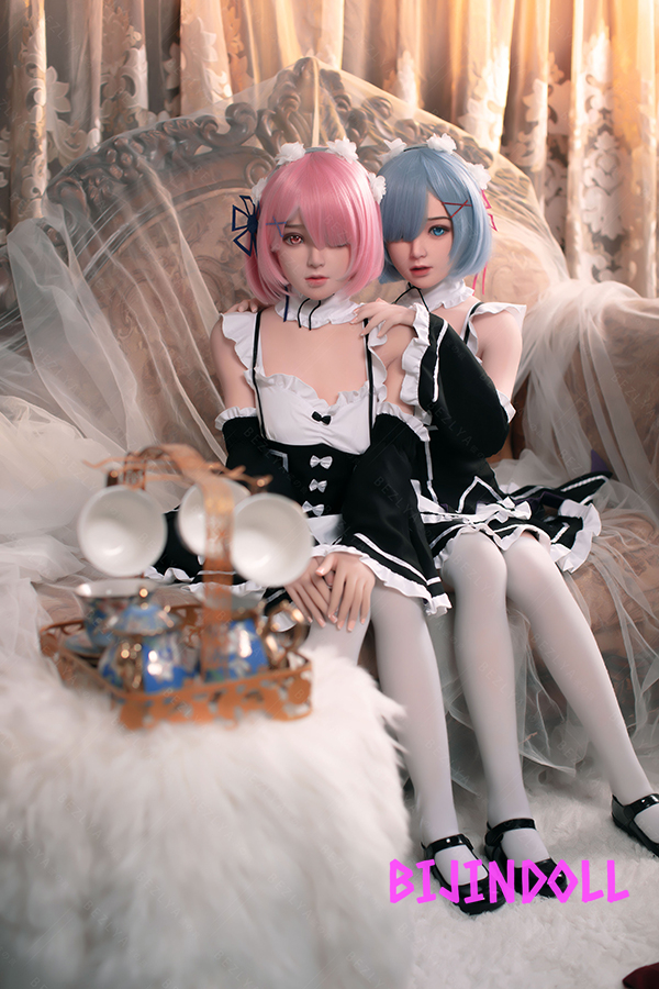 Bezlya Linglan 149cm C-cup Silicone Head Maid Sister Love Doll Rem Ram Cosplay Life Size Sex Doll Real Maid Beautiful Adult Dutch Wife
