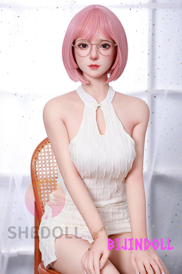 SHEDOLL 158cm C-cup Silicone Head Glasses Beautiful Gal Sex Doll Adult Doll Cute Life Size Dutch Wife