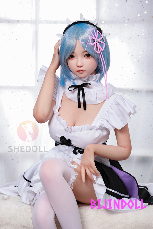 SHEDOLL 148cm D-cup Silicone Head Rem Cosplay Love Doll Realistic Face Maidroid TPE Body