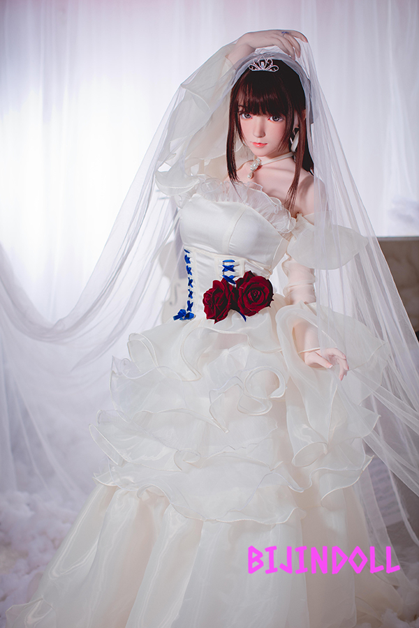 FUDOLL#12 148cm D-cup Silicon head bride sex doll wedding dress real beautiful sex doll