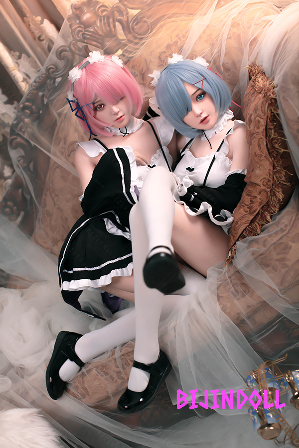 Bezlya Linglan 149cm C-cup Silicone Head Maid Sister Love Doll Rem Ram Cosplay Life Size Sex Doll Real Maid Beautiful Adult Dutch Wife