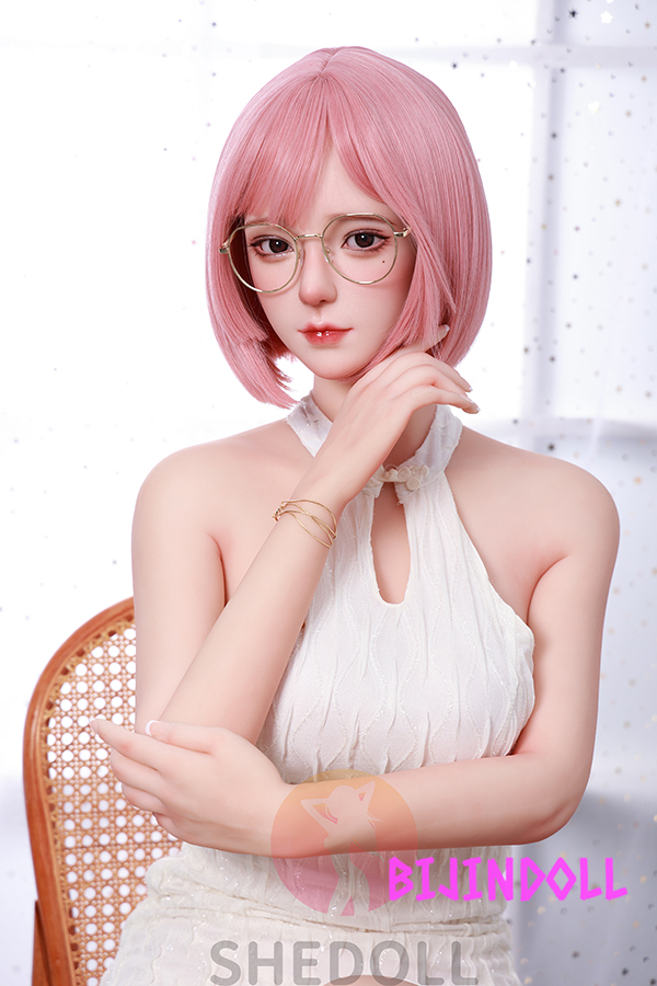 SHEDOLL 158cm C-cup Silicone Head Glasses Beautiful Gal Sex Doll Adult Doll Cute Life Size Dutch Wife