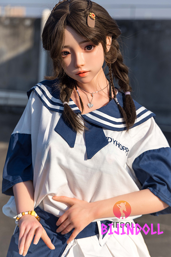 SHEDOLL 148cm D-cup Silicone Head Innocent Love Doll Short Back Sex Doll Erotic Adult Cuckold Dutch Wife