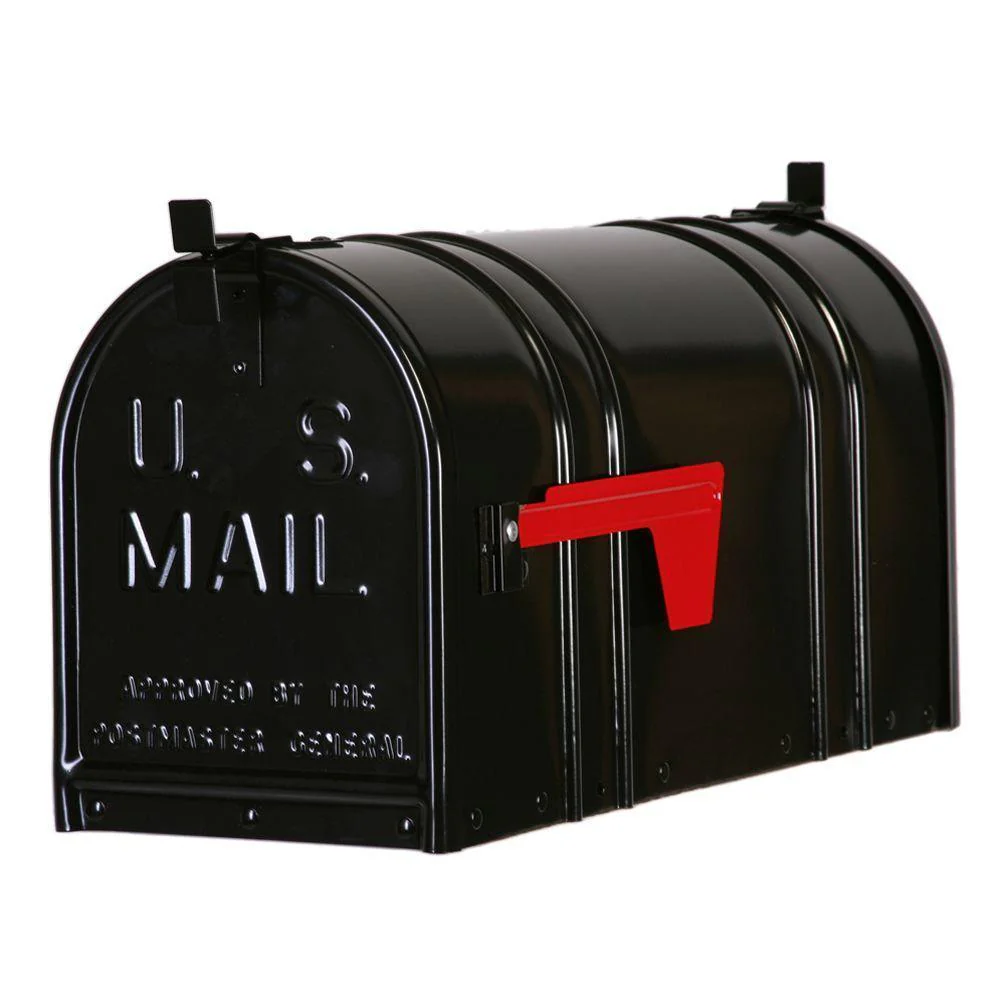 Post-Mount Double Door Steel Mailbox, Black