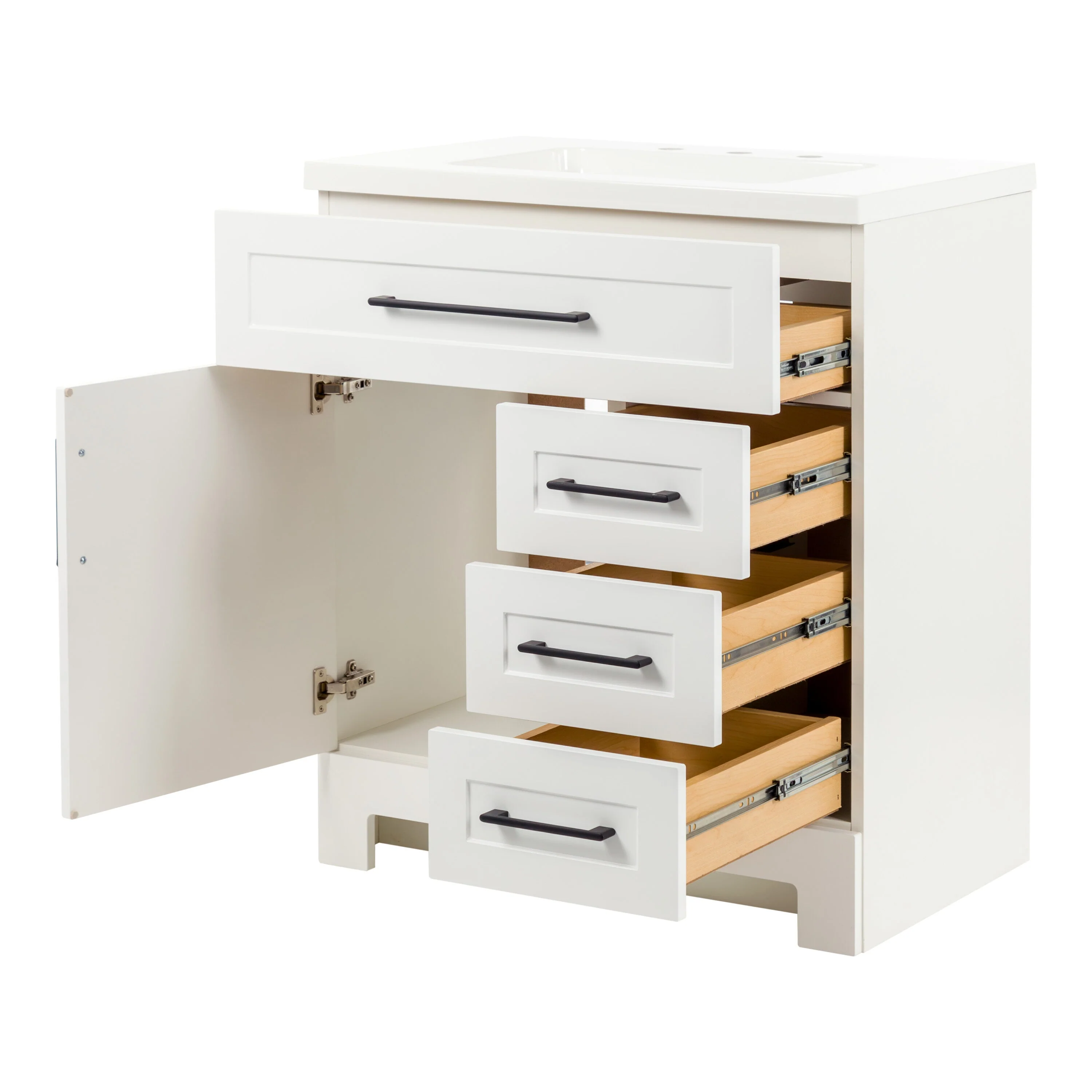 Style Selections Cauley 30-in True White Single Sink Bathroom Vanity with White Cultured Marble Top