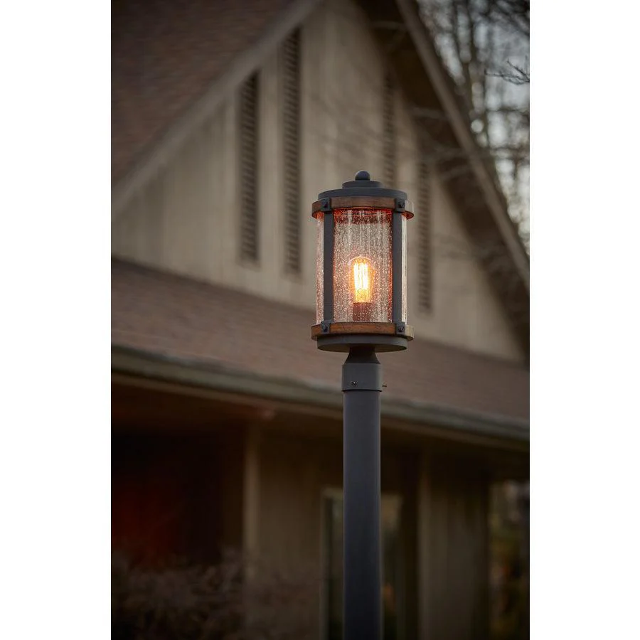 Kichler Barrington 60-Watt 17.88-in Distressed Black and Wood Rustic Post Light