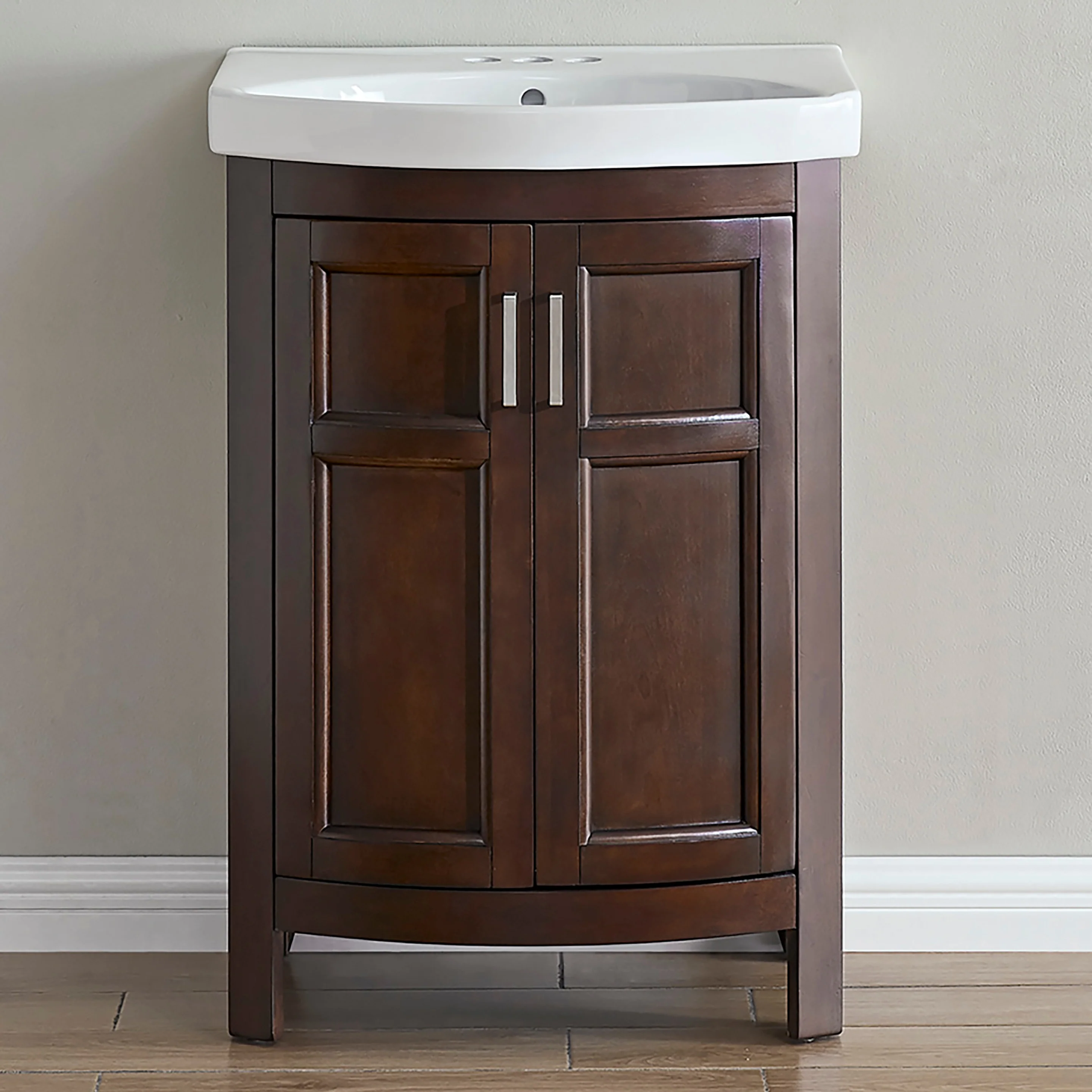 Style Selections Morecott 23.75-in Chocolate Single Sink Bathroom Vanity with White Vitreous China Top