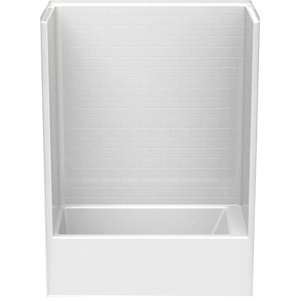 Everyday Subway Tile 60 in. x 32 in. x 80 in. 1-Piece Bath and Shower Kit with Left Drain in White