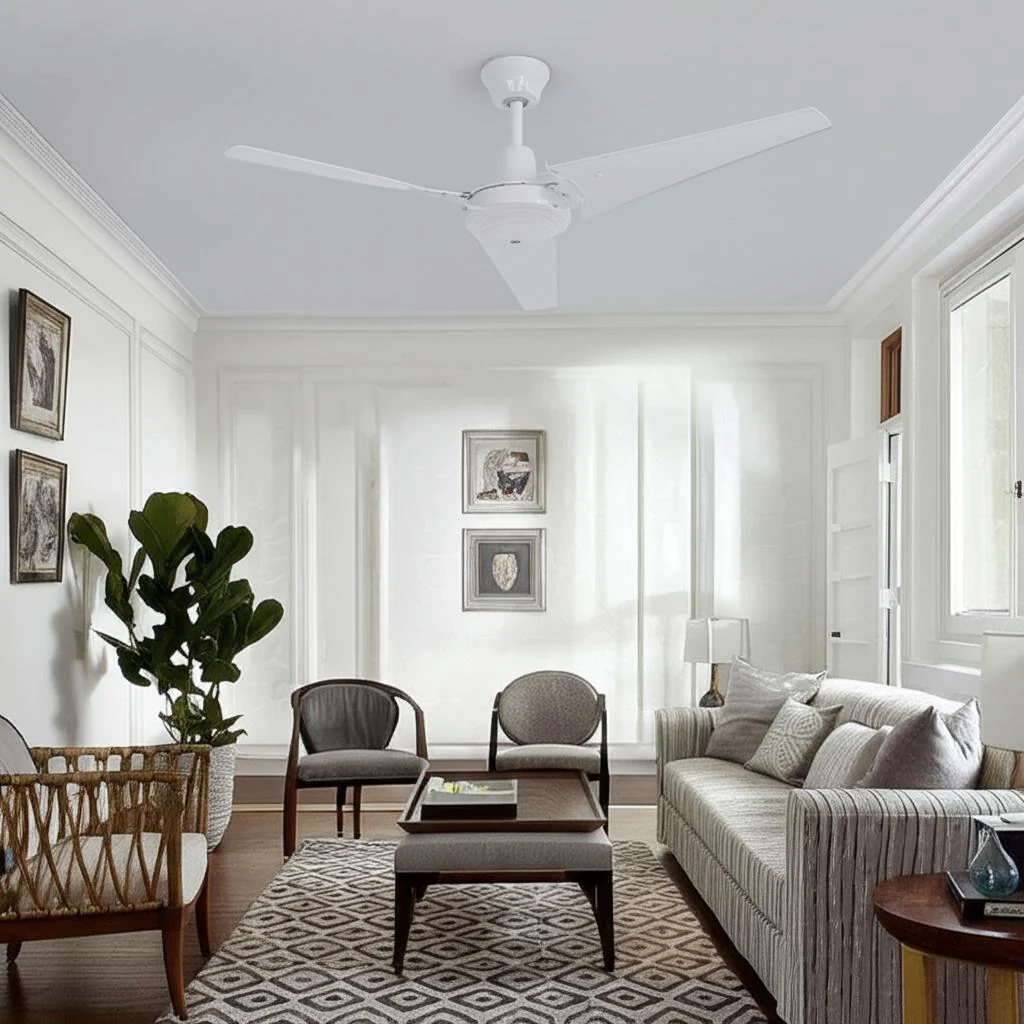 Hampton Bay Industrial 60 in. Indoor/Outdoor White Ceiling Fan with Wall Control