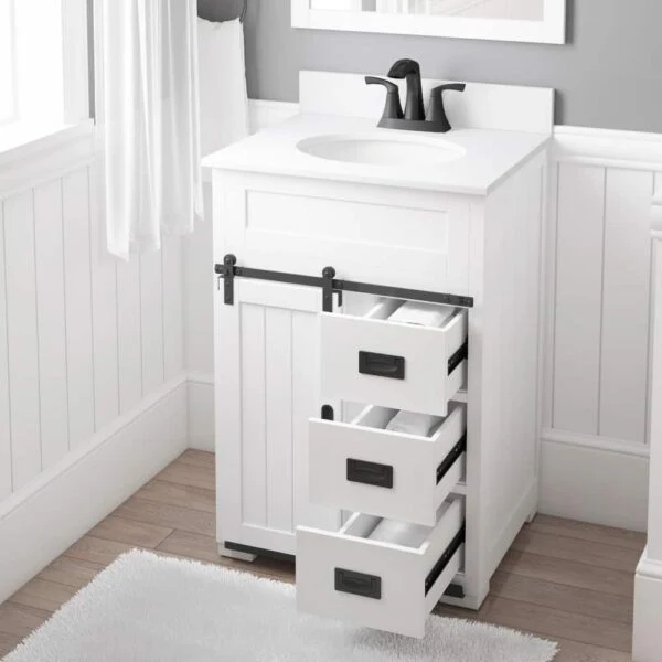 Style Selections Morriston 24-in White Undermount Single Sink Bathroom Vanity with White Engineered Stone Top