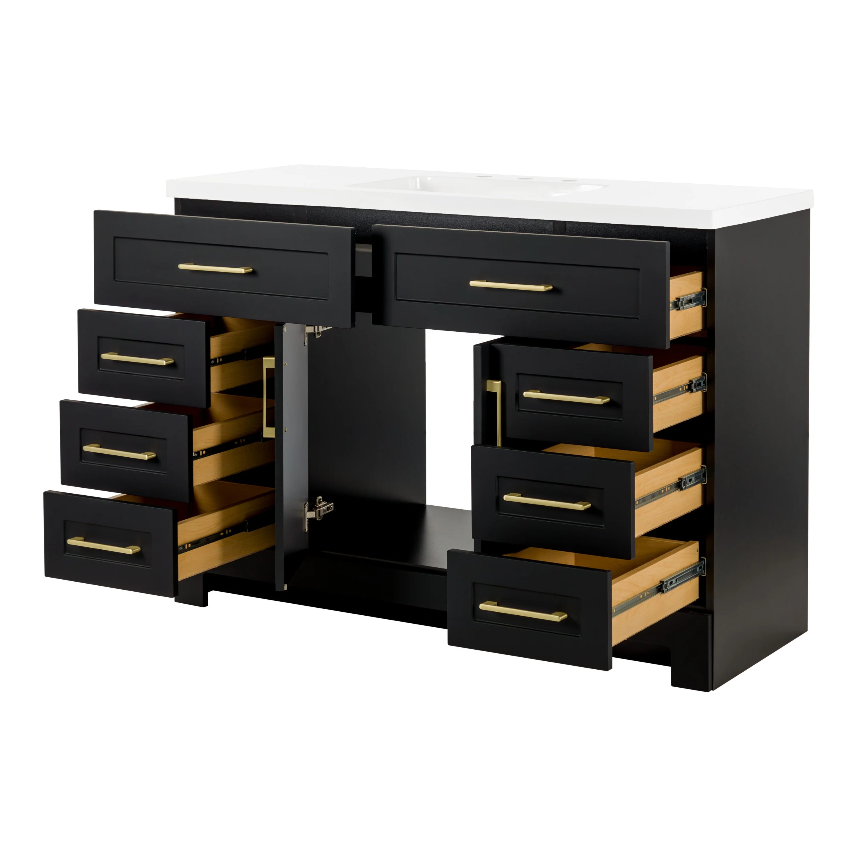 Style Selections Cauley 48-in Black Single Sink Bathroom Vanity with White Cultured Marble Top