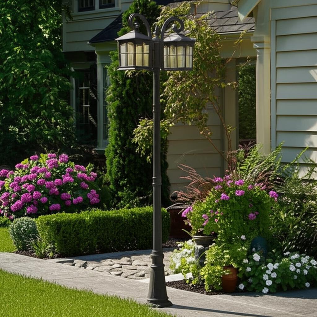 Home Decorators Collection Brimfield 3-Head Aged Iron Outdoor Post Light