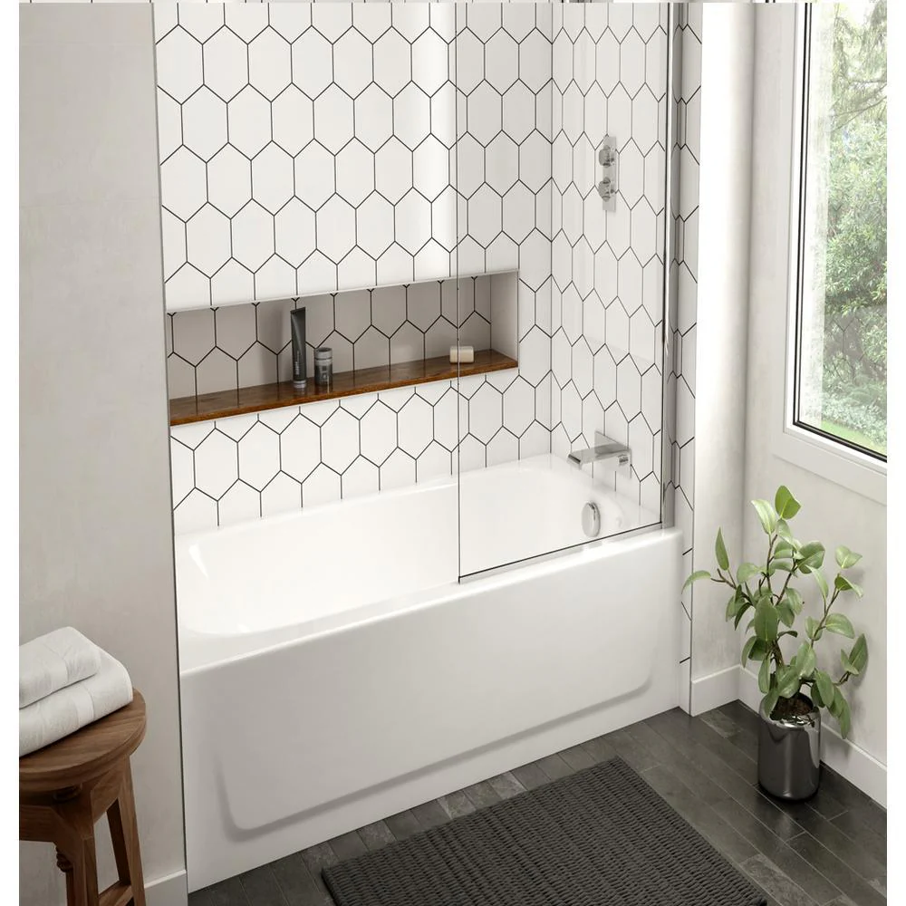 Honolulu 46.5 in. Left Drain Rectangular Alcove Soaking Bathtub in White