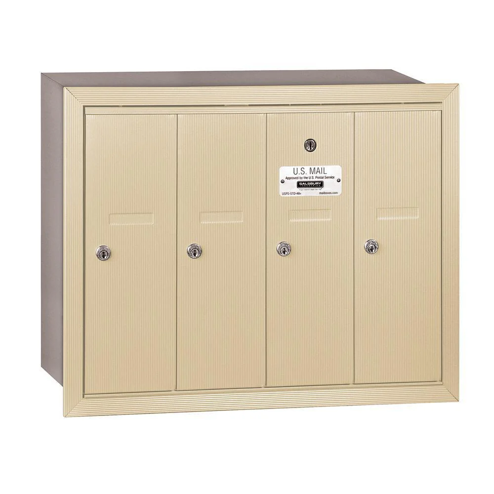 3500 Series Sandstone Recessed-Mounted Private Vertical Mailbox with 4 Doors