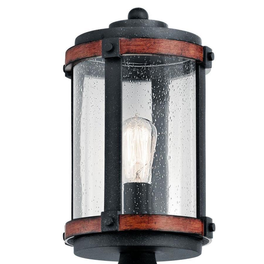 Kichler Barrington 60-Watt 17.88-in Distressed Black and Wood Rustic Post Light