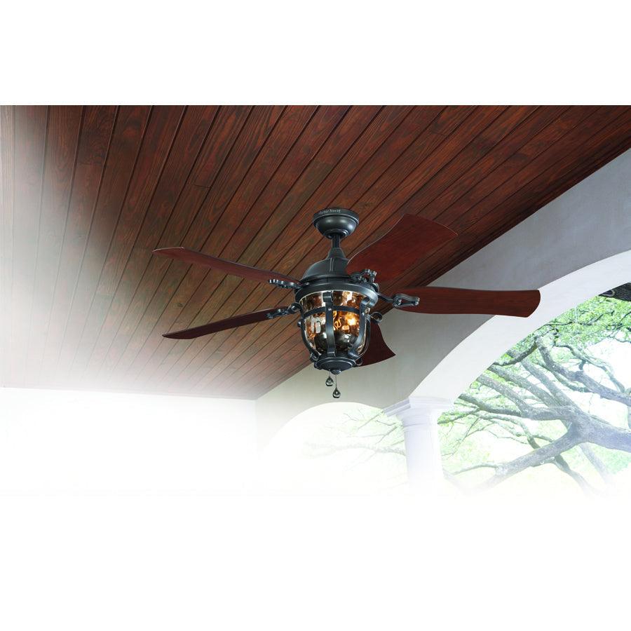 Harbor Breeze Lake Placido 52-in Black Iron Incandescent Indoor/Outdoor Ceiling Fan (5-Blade)